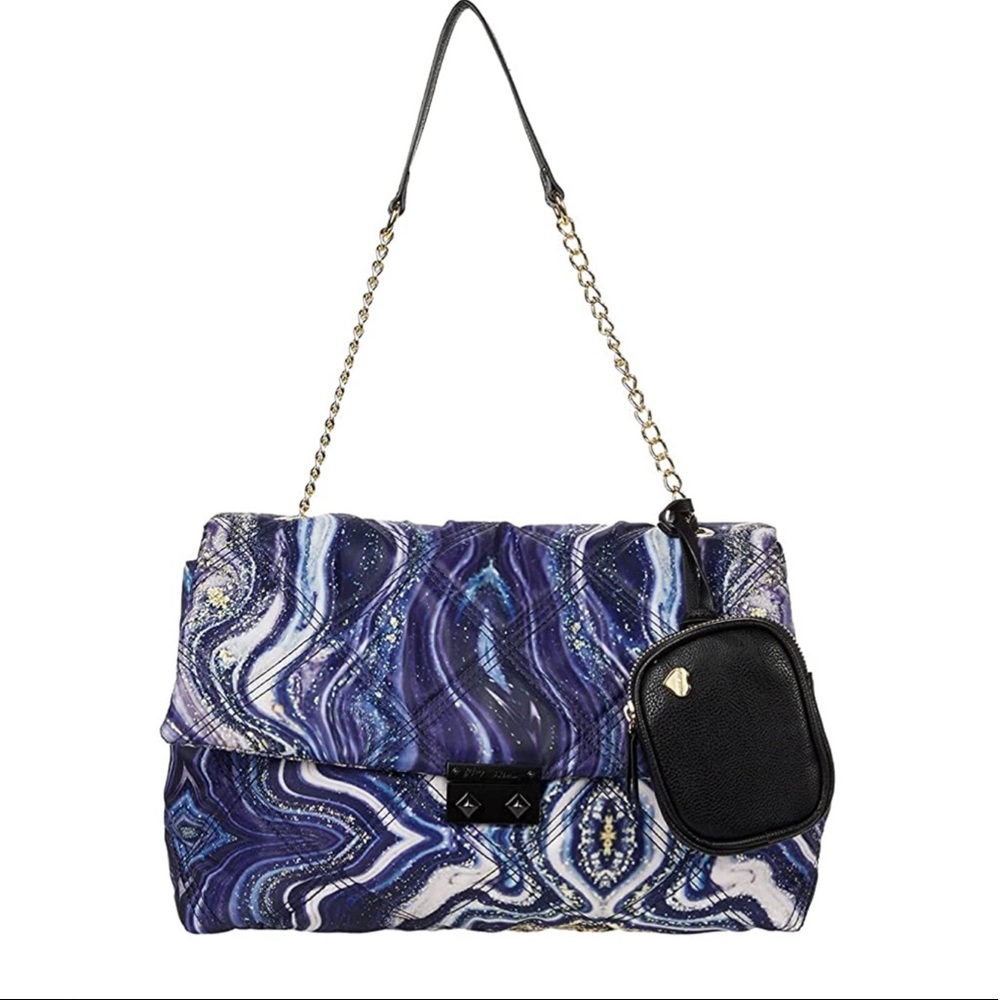 NWT Betsey Johnson Blue XO Phoebe Nylon Shoulder Bag